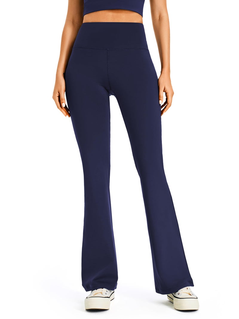 AFITNE Yoga Pants for Women Bootcut Pants with Pockets High Waisted Workout Bootleg Yoga Pants Tall Long Athletic Gym Pants Blue - L - Image 1